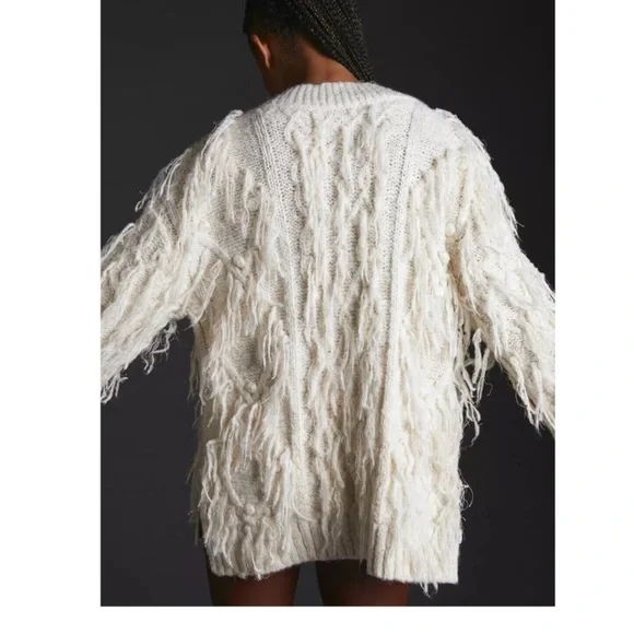 Anthropologie Fringed V-Neck Sweater - Picture 2 of 8